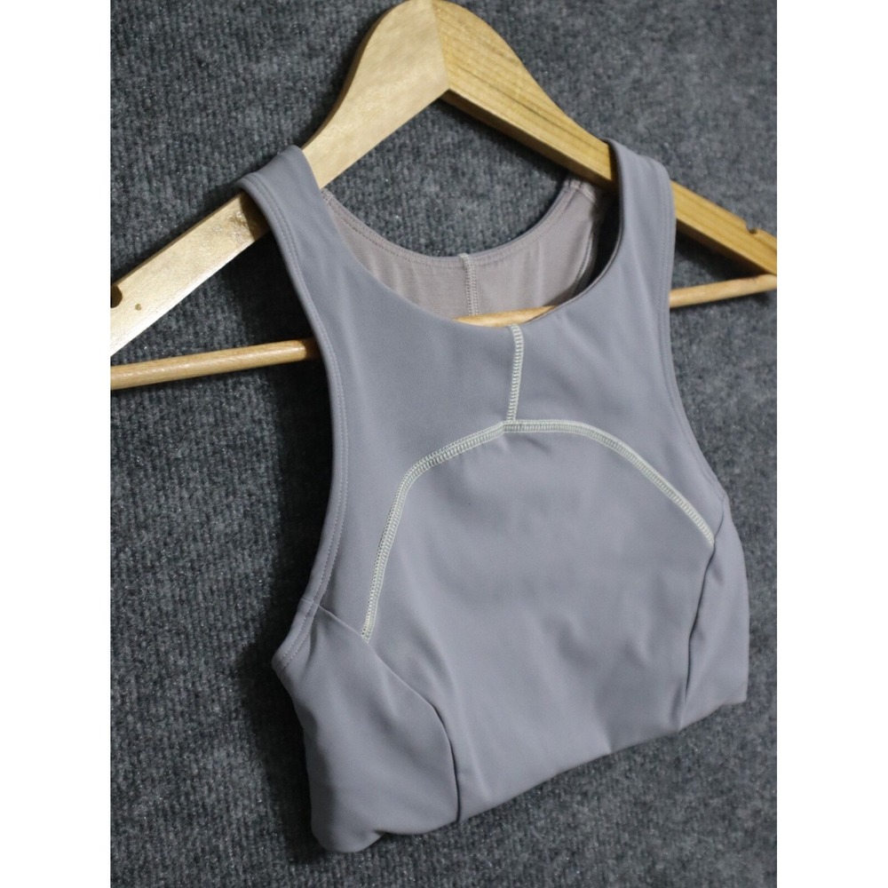 Lululemon Sports Bra Women 2 Gray Tough‎ Train High Neck Athleisure Yoga Train - Picture 2 of 6
